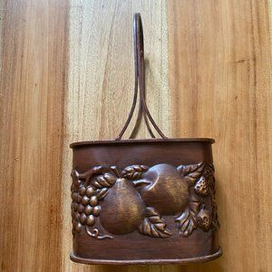 Copper Coated Wine Carrier Wine Bucket Fruit Decor Holds 2 Bottles of Wine